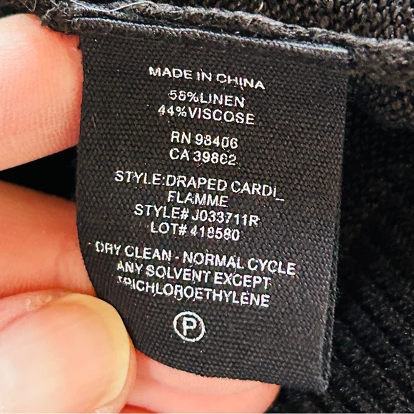 Theory Draped Open Front Flamme Linen Blend Cardigan (size S) - Picture 8 of 12